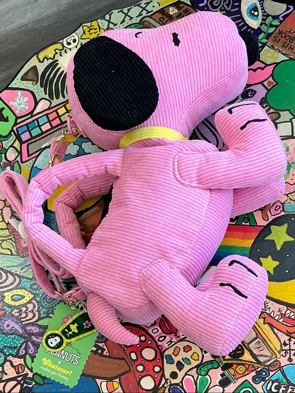 Peanuts Pink Snoopy Plush Crossbody Bag